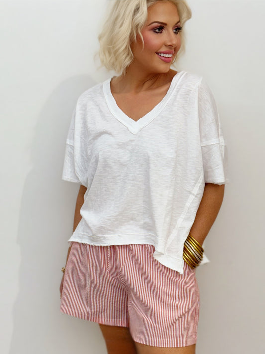 Red Stripe Lounge-Shorts mit Kordelzug für Damen | Leichte Sommer-Shorts