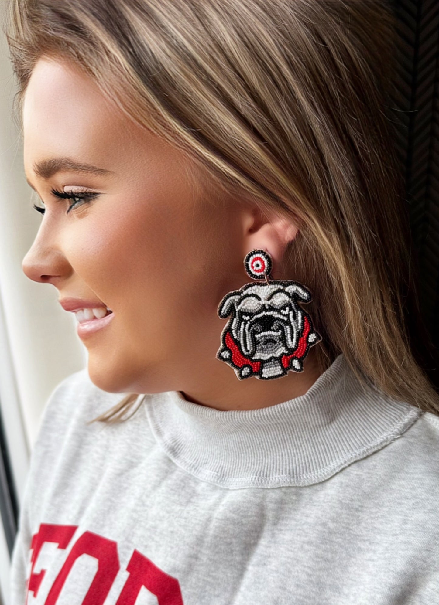 Beaded Spike Collar Bulldog Earrings Prep Obsessed Wholesale