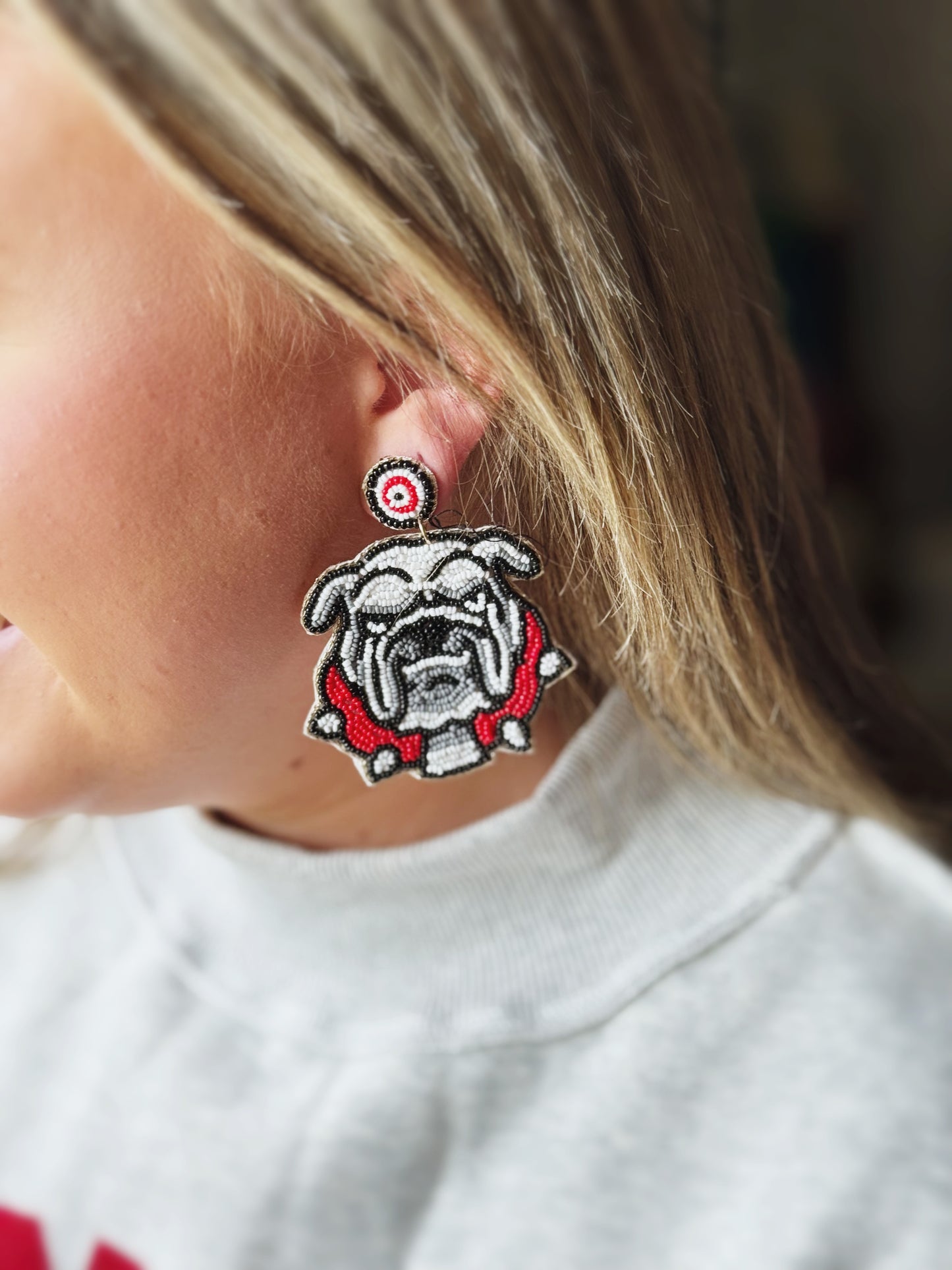 Beaded Spike Collar Bulldog Earrings Prep Obsessed Wholesale