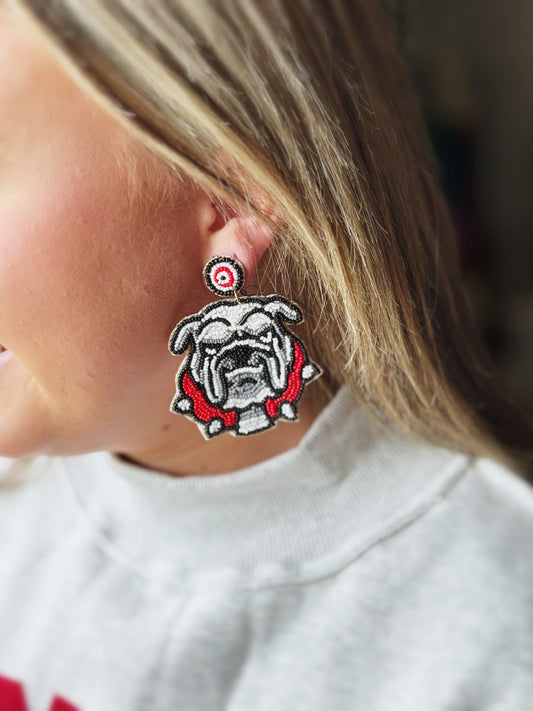 Beaded Spike Collar Bulldog Earrings Prep Obsessed Wholesale