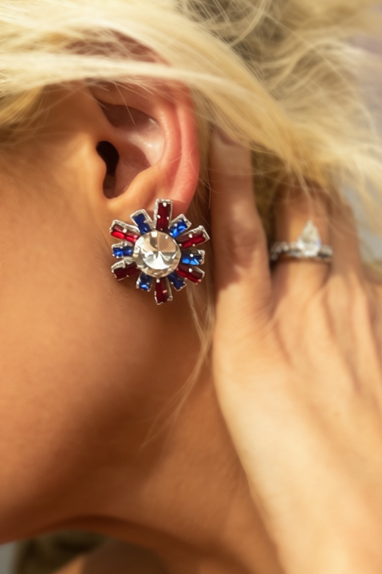 Stars & Sparkle Patriotic Rhinestone Stud Earrings