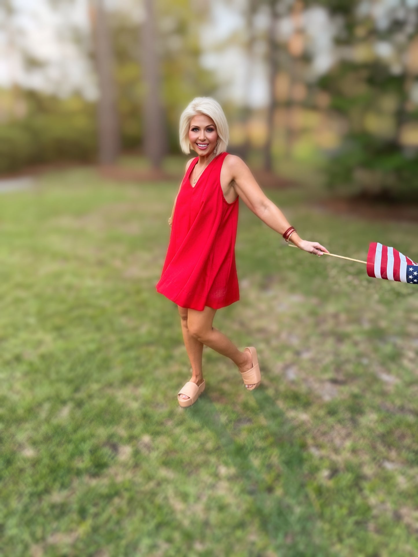 Front Porch Freedom Red Flare Romper
