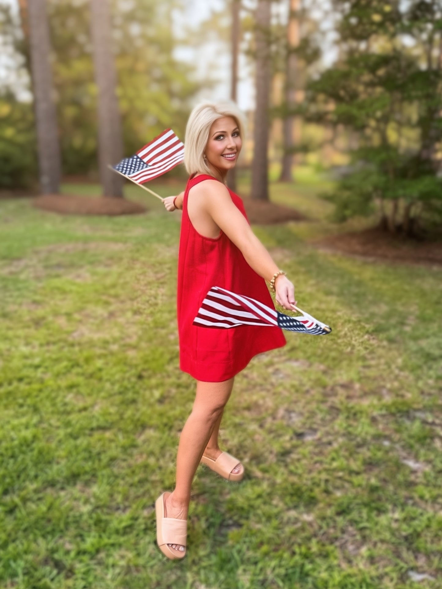 Front Porch Freedom Red Flare Romper