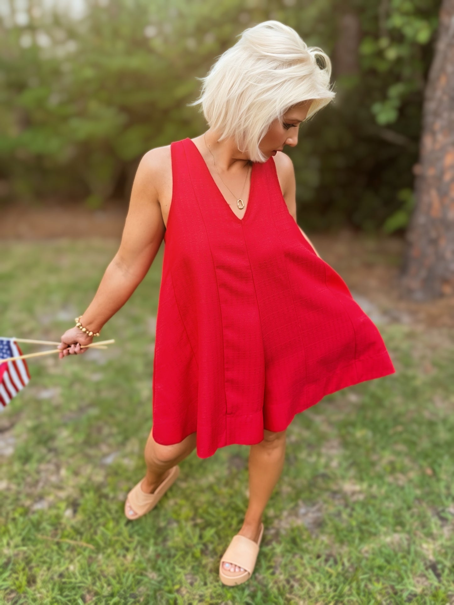 Front Porch Freedom Red Flare Romper