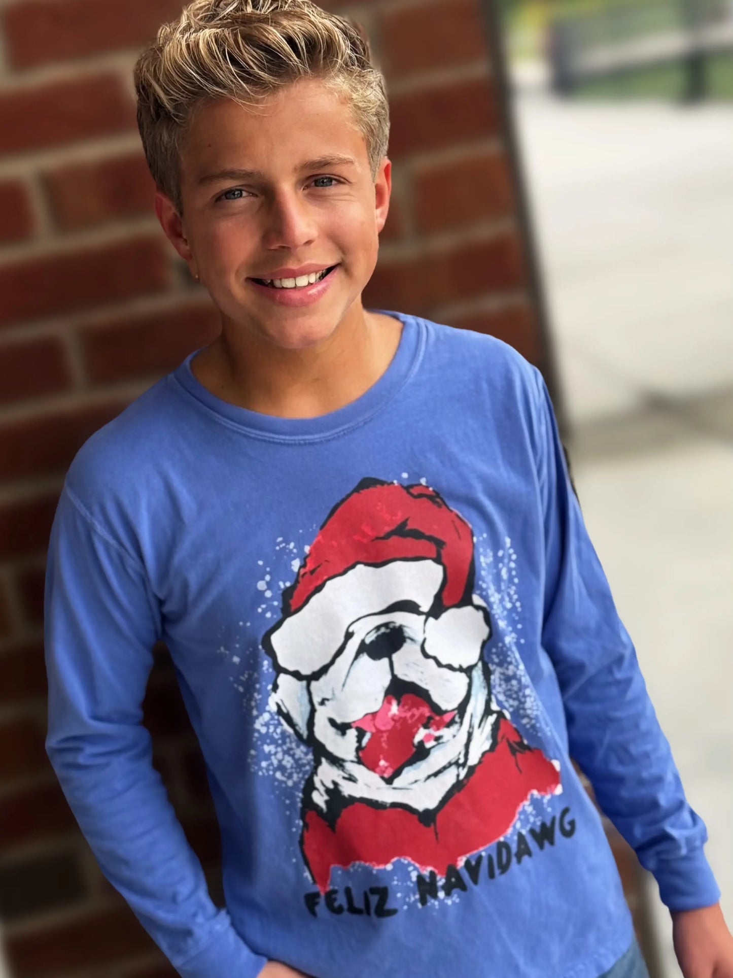 Youth Feliz NaviDAWG Long Sleeve Artisan Graphic Christmas T-Shirt American Graham Apparel