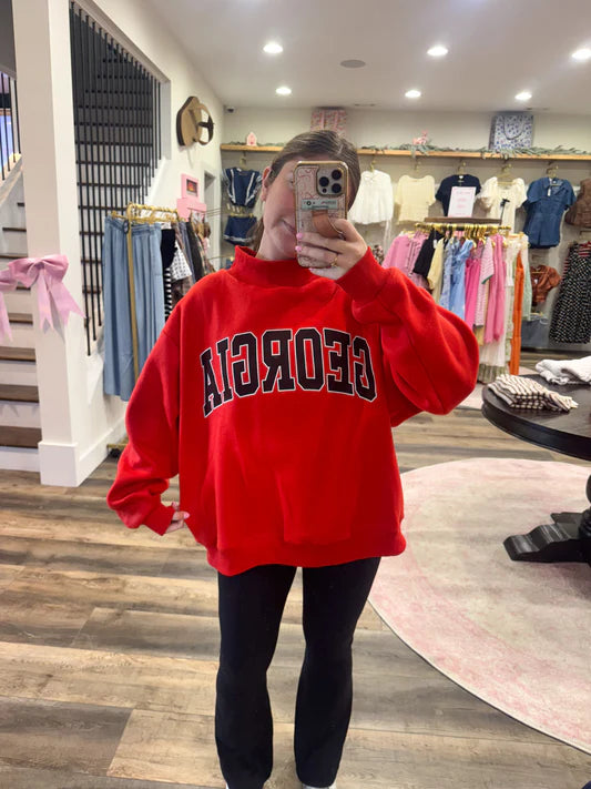 GEORGIA & GA Print Reversible Mock-Neck Sweatshirt