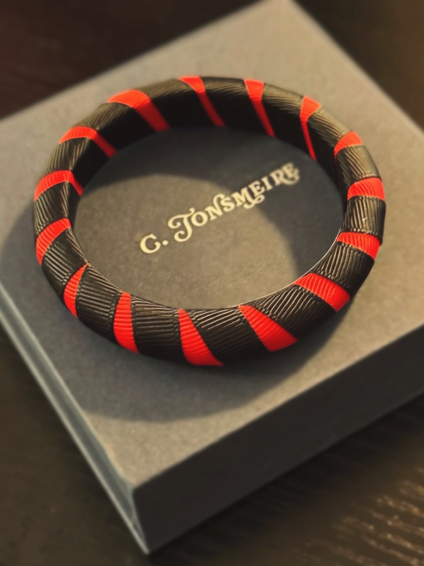 Red & Black Arches Grosgrain Ribbon 1/2" Width Bangle