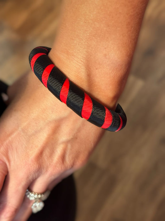 Red & Black Arches Grosgrain Ribbon 1/2" Width Bangle
