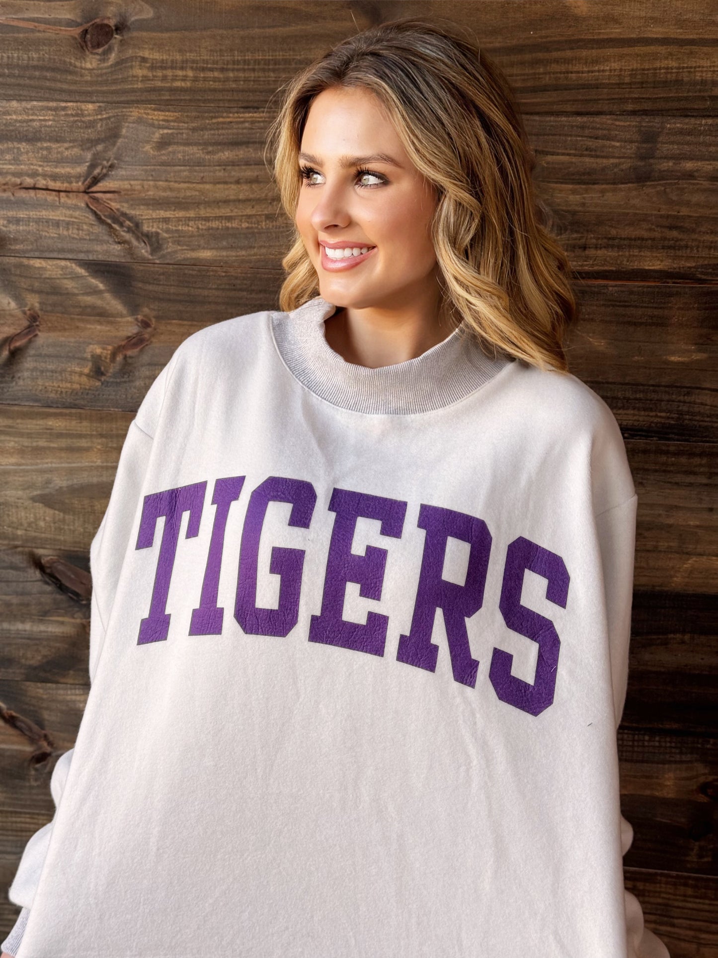 LOUISIANA/ TIGERS Reversible Mock Neck Sweatshirt