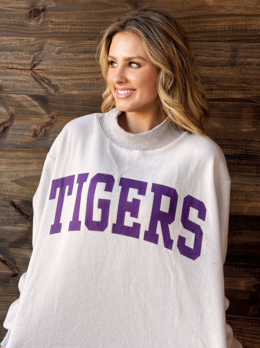 LOUISIANA/ TIGERS Reversible Mock Neck Sweatshirt