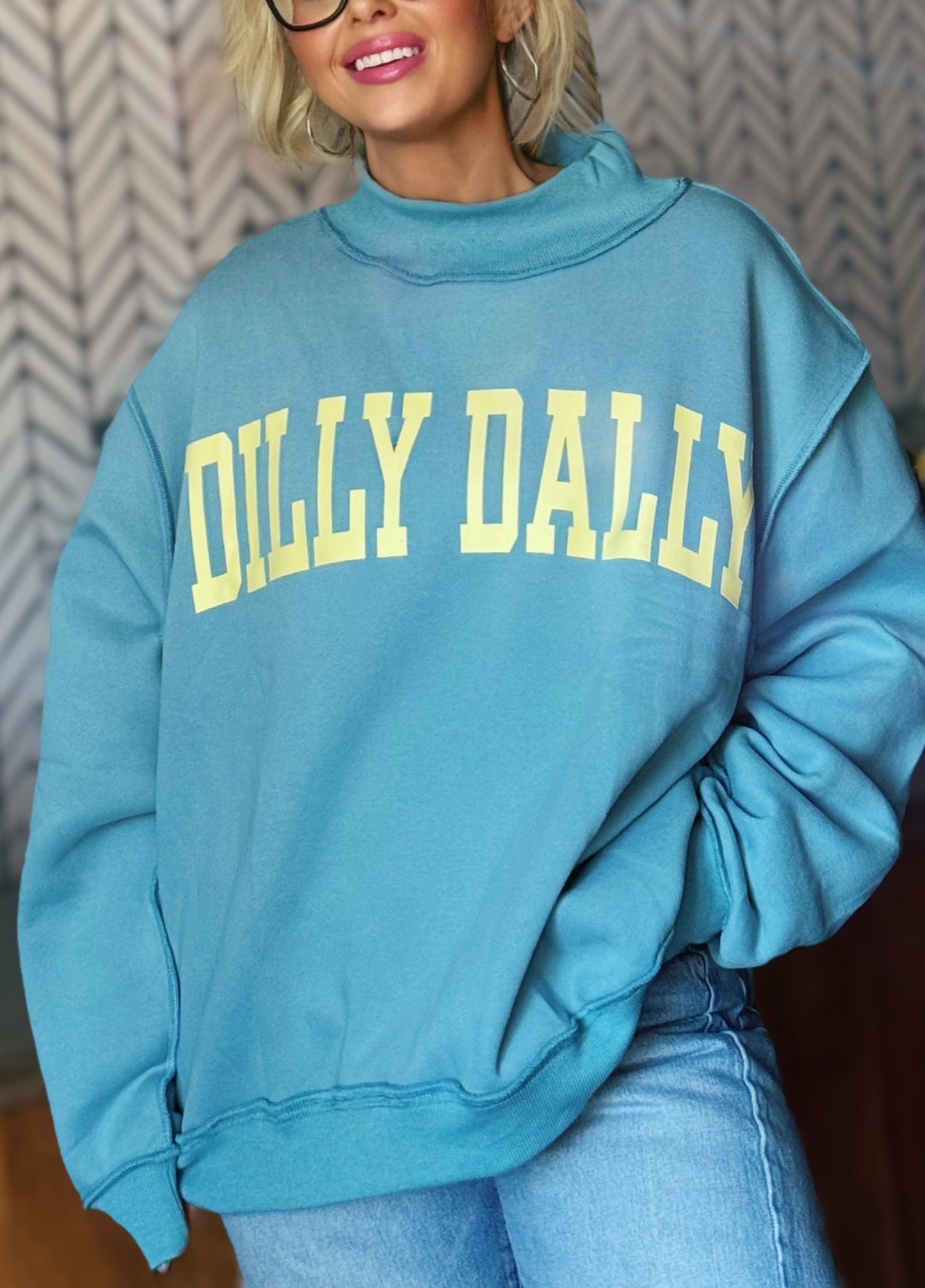 DILLY DALLY Mock Neck Blanket Soft Oversized Sweatshirt
