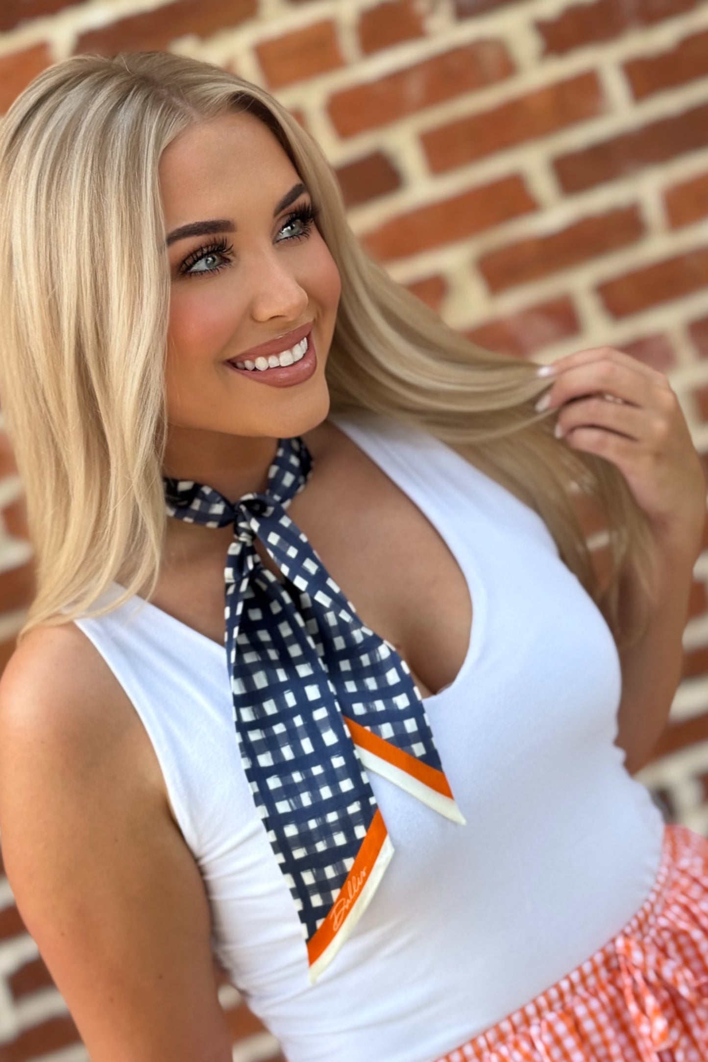 Game Day Scarf: Tailgate Check Twilly in Navy Check