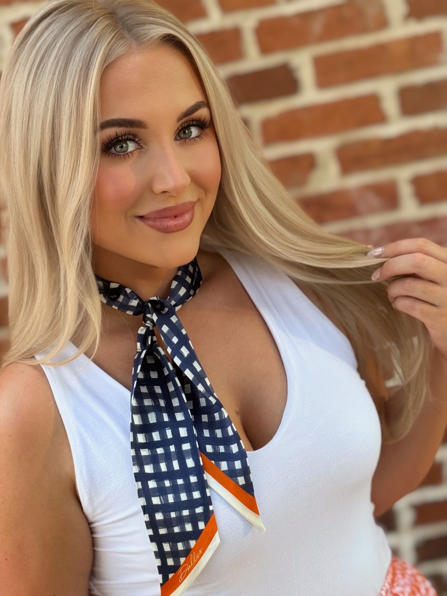 Game Day Scarf: Tailgate Check Twilly in Navy Check