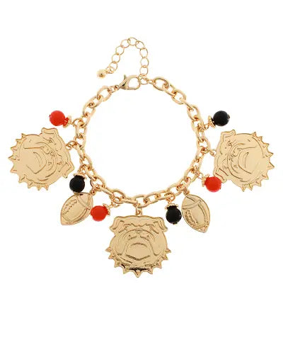 Gold Bulldog Game Day Charm Bracelet American Graham Apparel