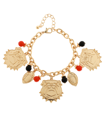 Gold Bulldog Game Day Charm Bracelet