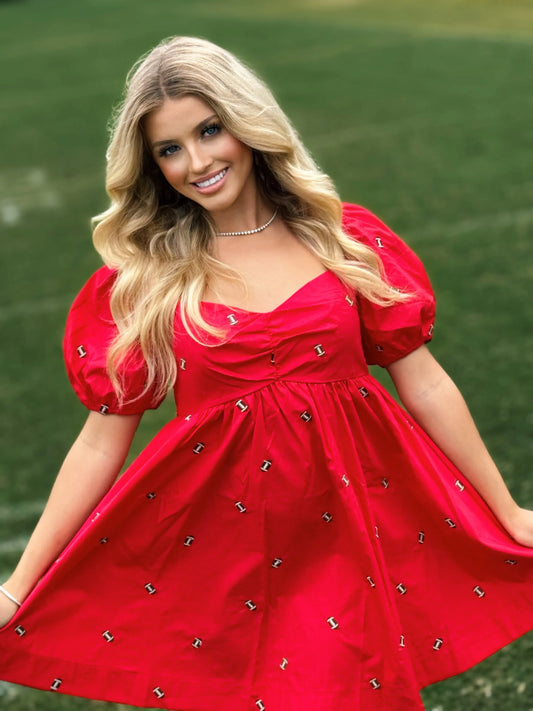 Coach's Favorite Red Embroidered Football Dress - American Graham Apparel Twentyten