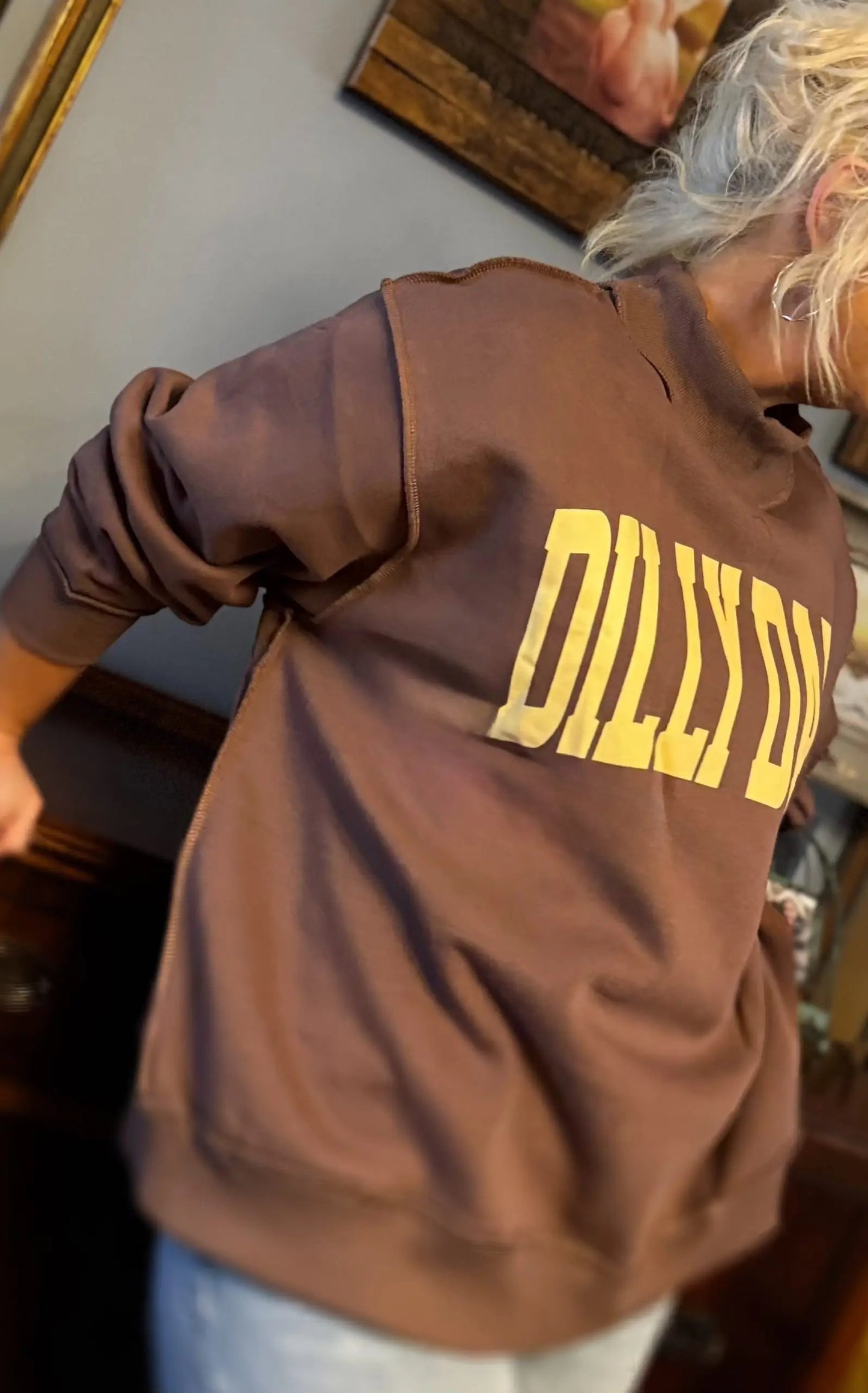 "DILLY DALLY" Coffee Mock Neck Sweatshirt BUCKETLIST