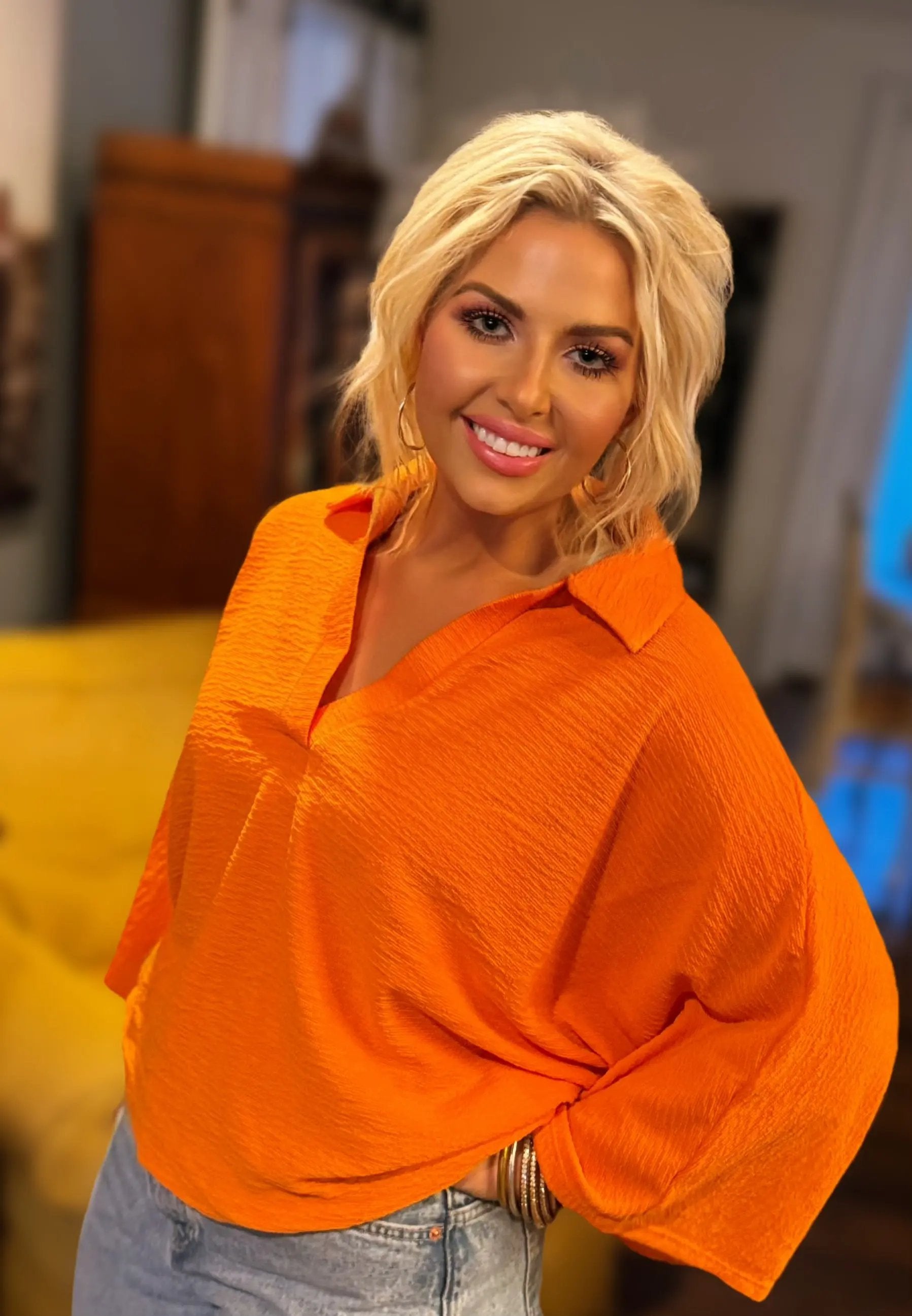 Fall Feels Chic Orange Blouse BUCKETLIST