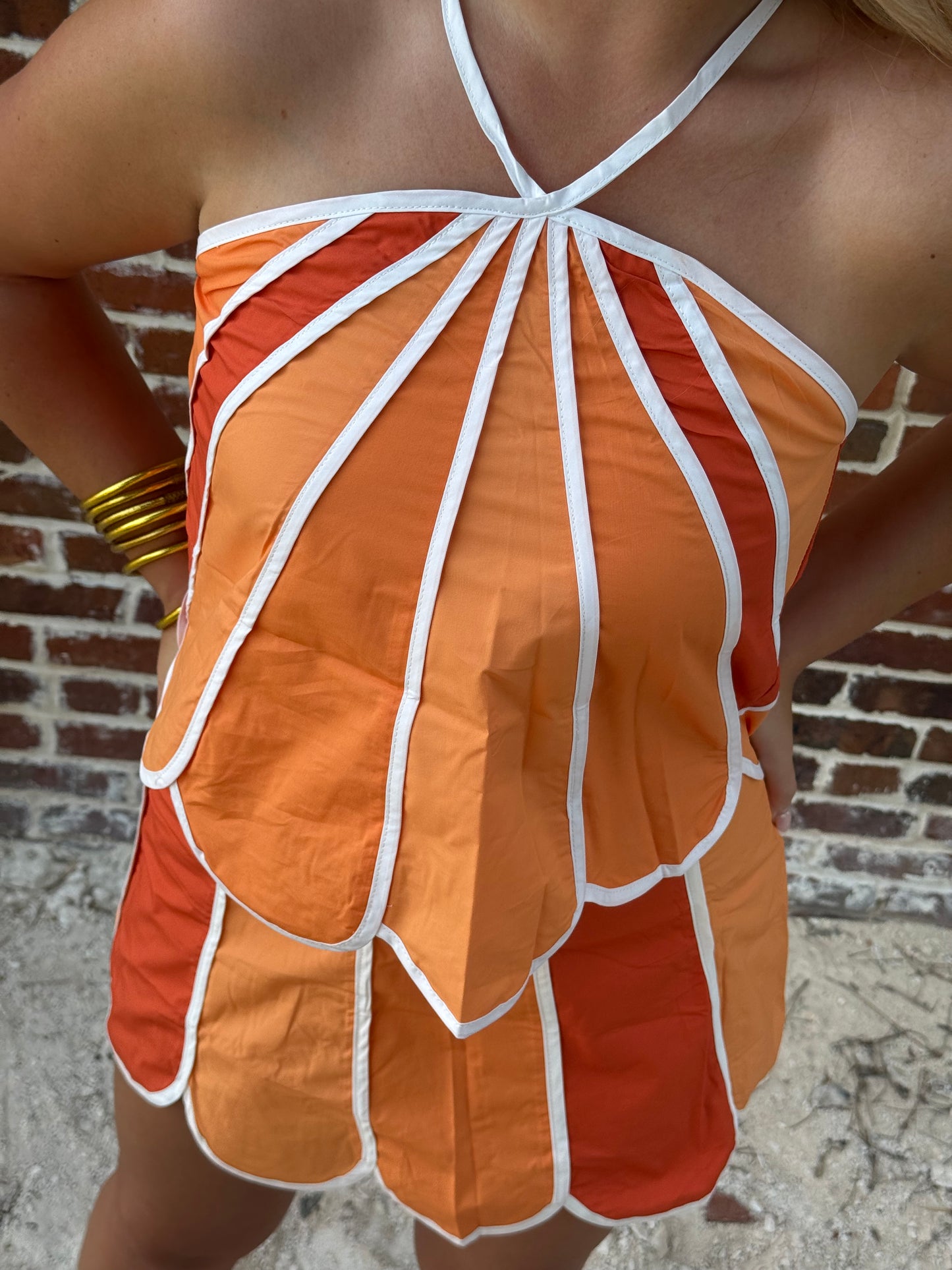 Saturday Sunset Colorblock Scalloped Skirt Set