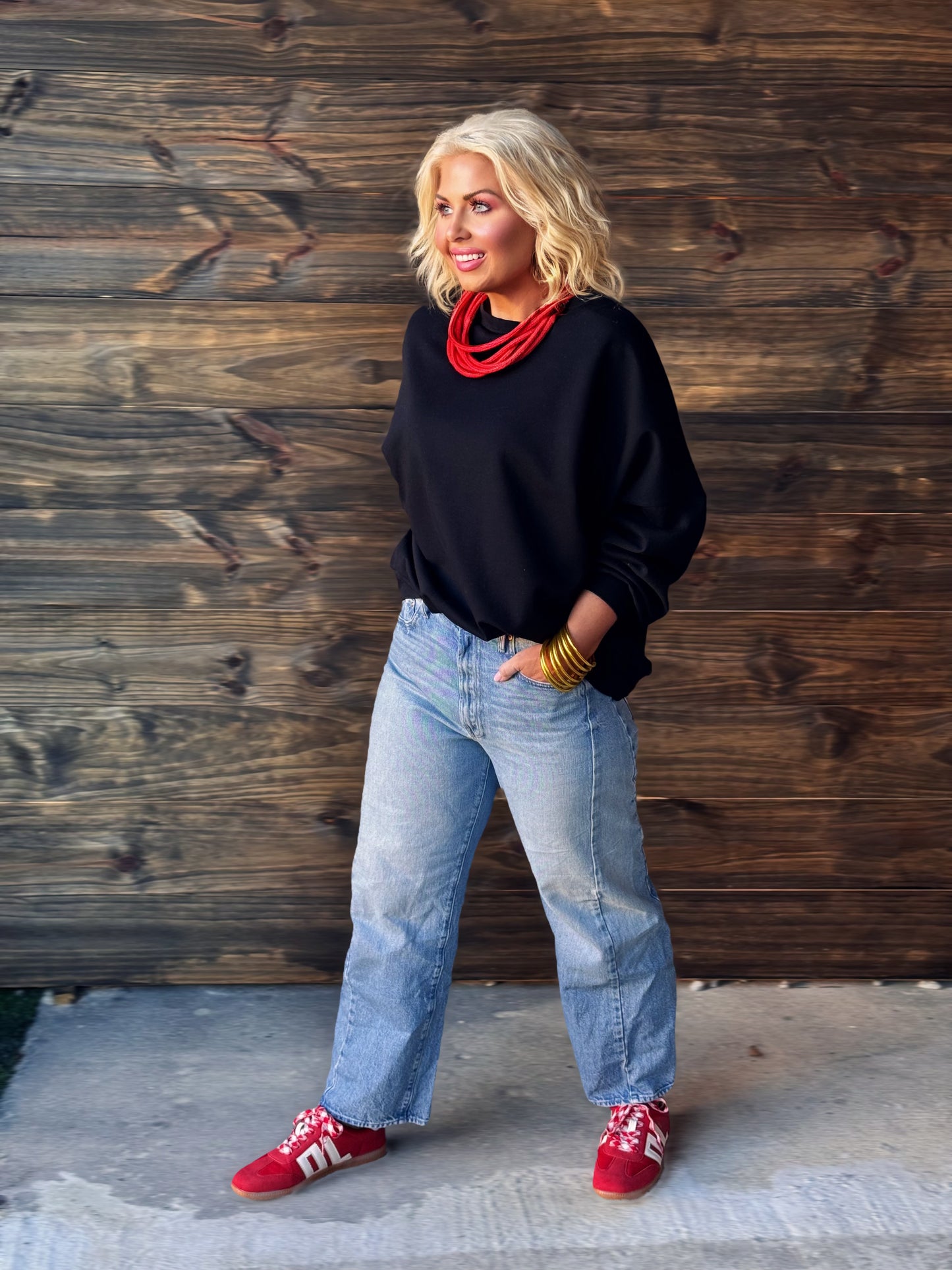 Paint It Black Solid Scuba Oversized Sweatshirt