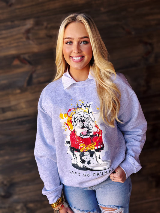AMERICAN GRAHAM- SEC CHAMPIONSHIP SWEATSHIRT WITH BULLDOG IN RED JERSEY PAINTED BY ASHLEY GRAHAM