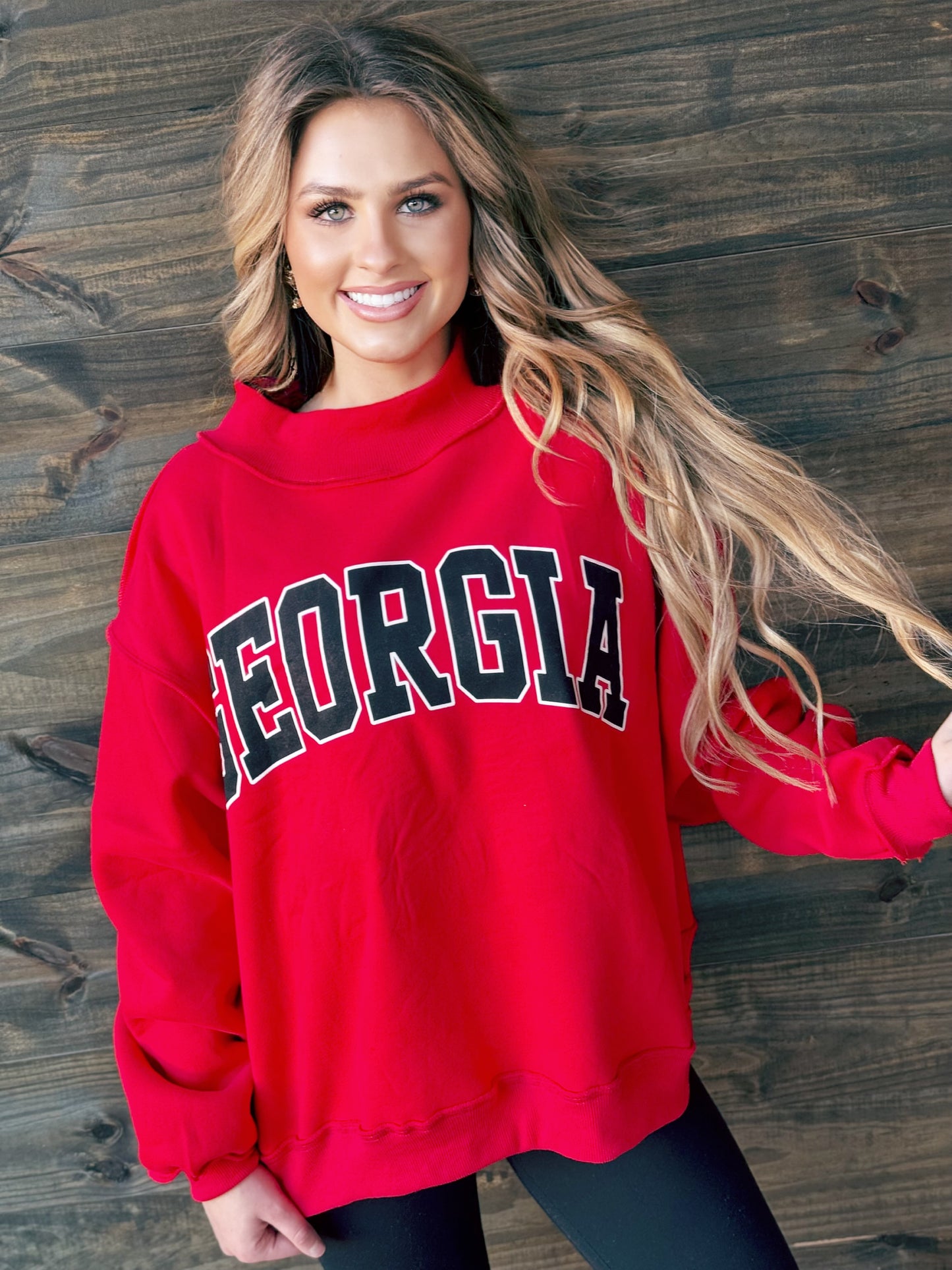 GEORGIA & GA Print Reversible Mock-Neck Sweatshirt