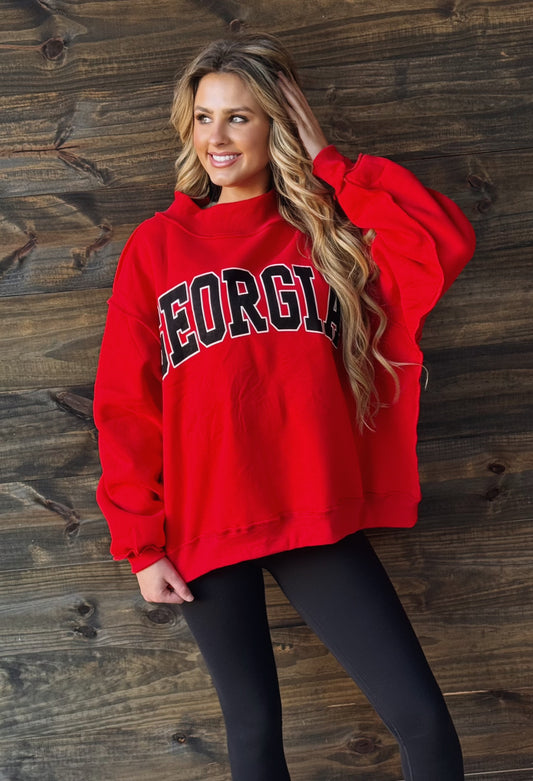 GEORGIA & GA Print Reversible Mock-Neck Sweatshirt