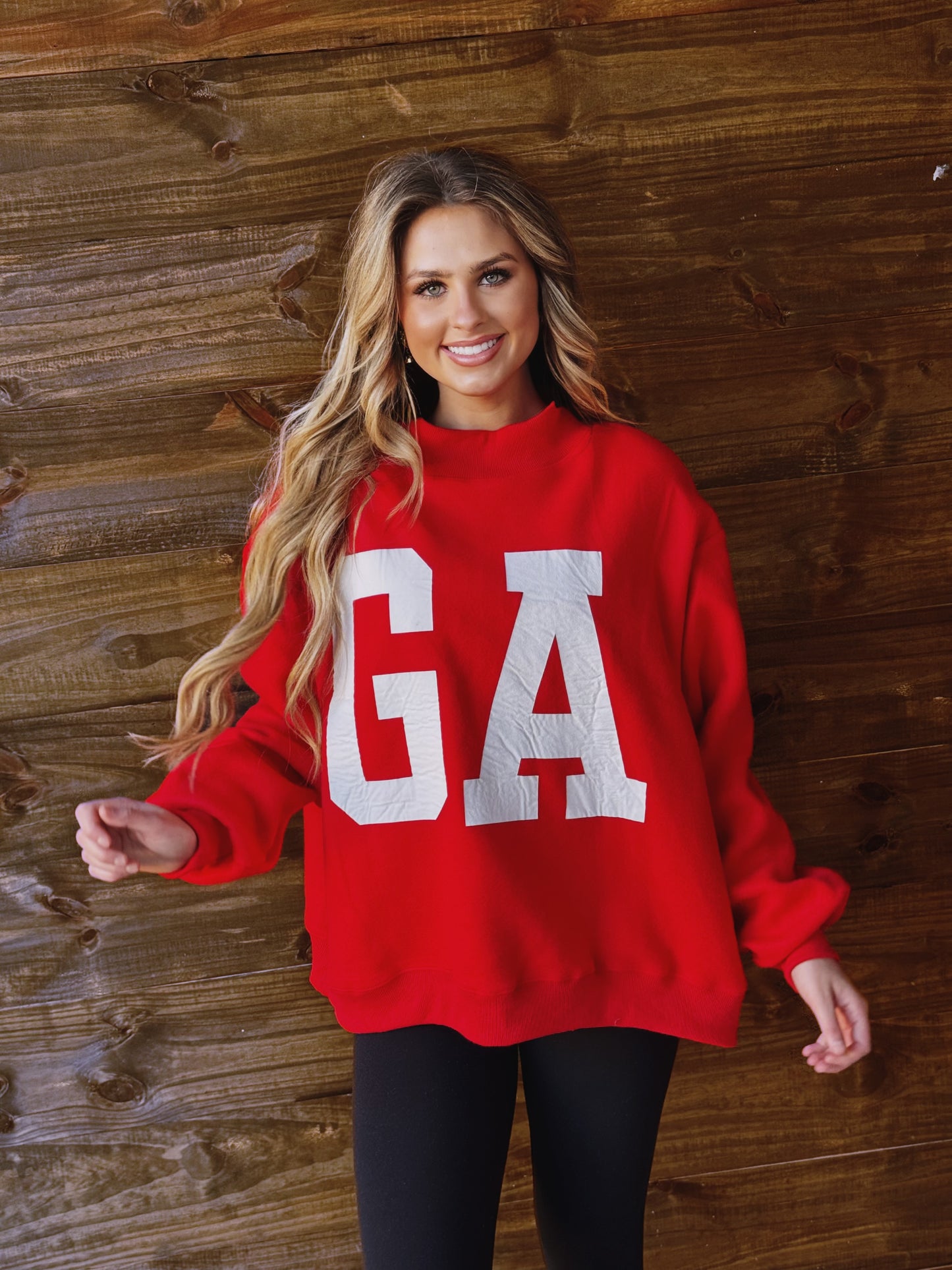 GEORGIA & GA Print Reversible Mock-Neck Sweatshirt