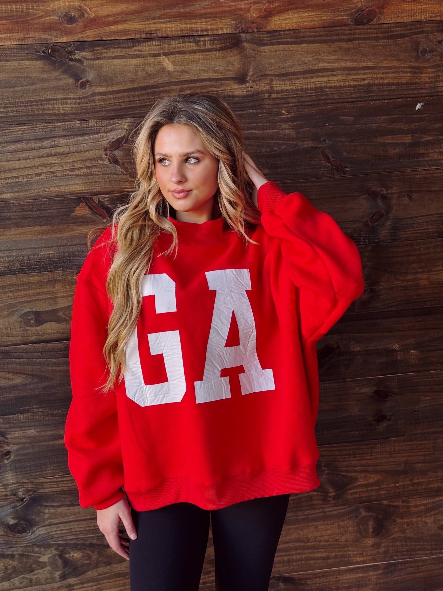 GEORGIA & GA Print Reversible Mock-Neck Sweatshirt
