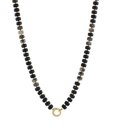 Paint It Black- Marble Bead & Ring Clasp Necklace