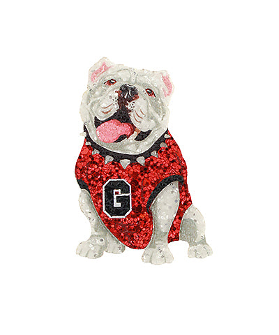 “G” Sitting Bulldog Glitter Brooch