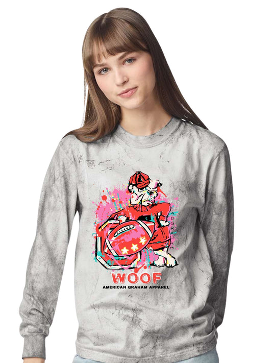 PREORDER: WOOF Comfort Colors 6045 Acid Wash Bulldog Graphic Long Sleeve T-Shirt