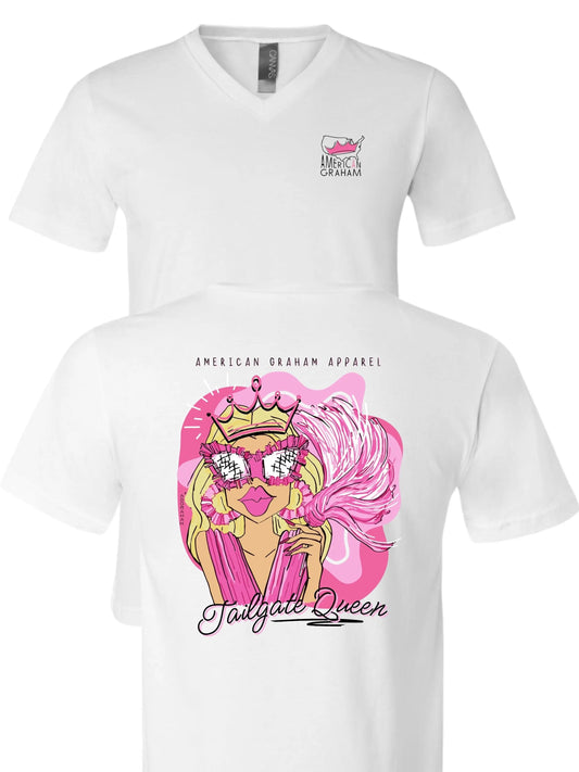 Tailgate Queen V-Neck Artisan Graphic T-Shirt - American Graham Apparel American Graham Apparel