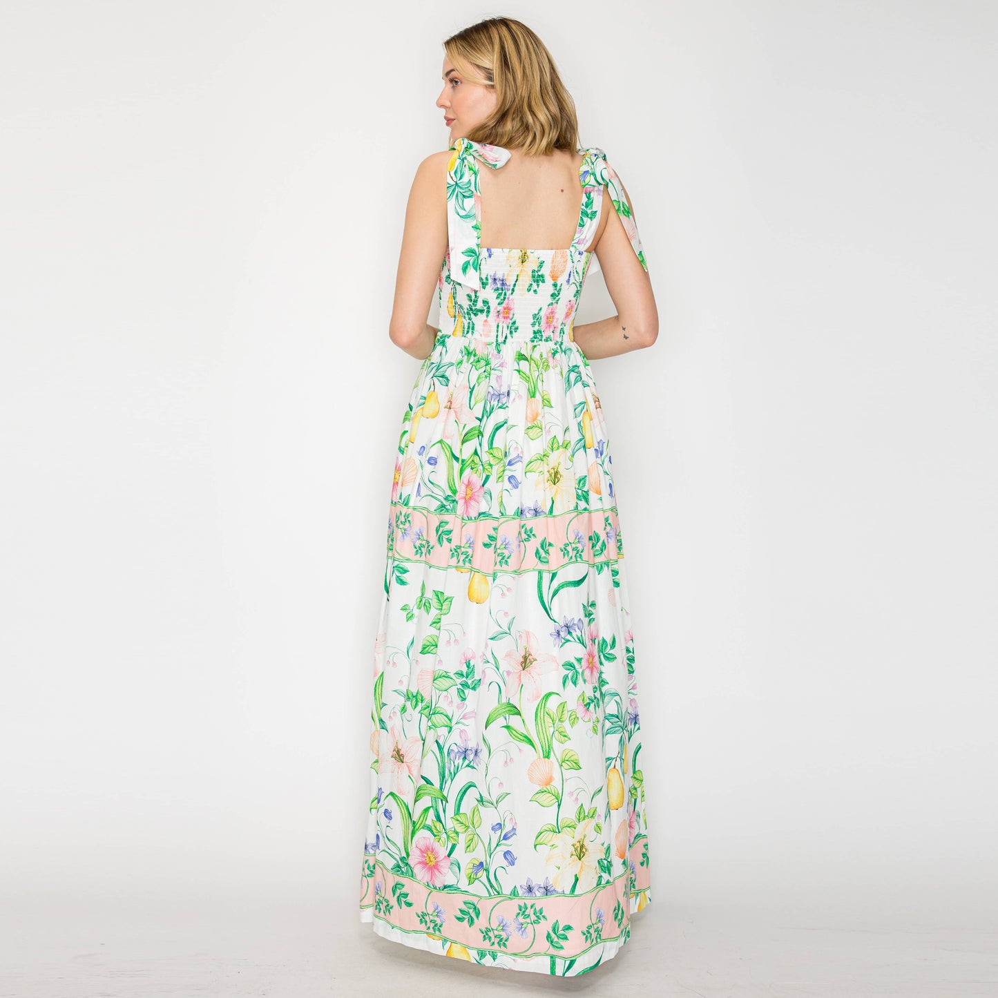 Seaside Soirée - Resort Romantic Garden with Shell Maxi Dress