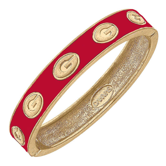 Georgia Bulldogs Enamel Logo Hinge Bangle : Red