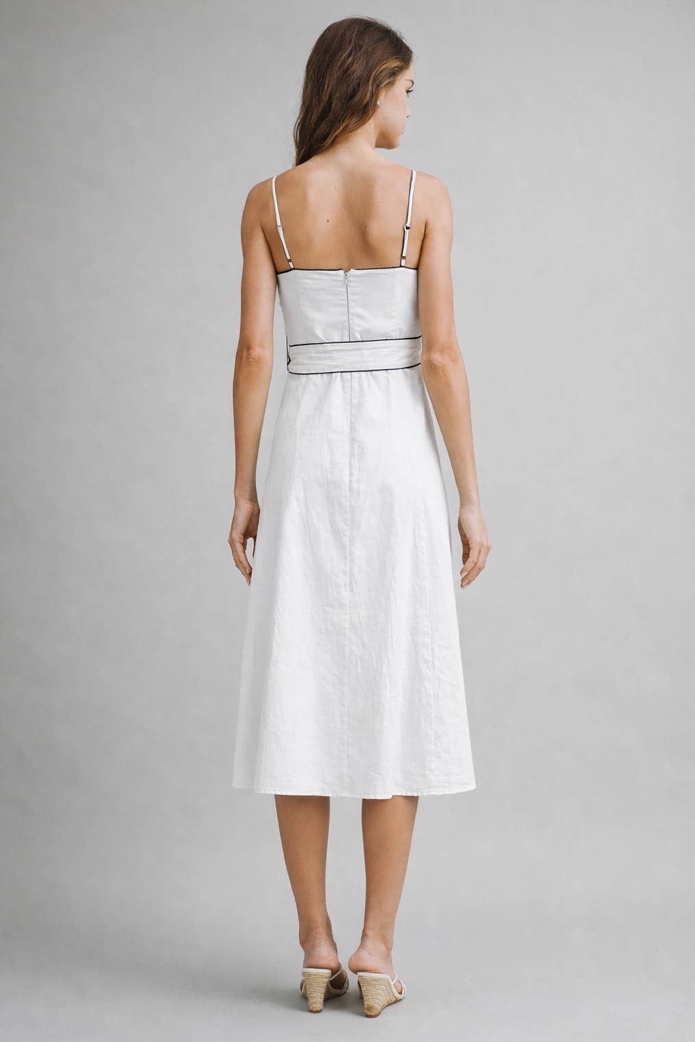The Margot Contrast Piping Midi Dress