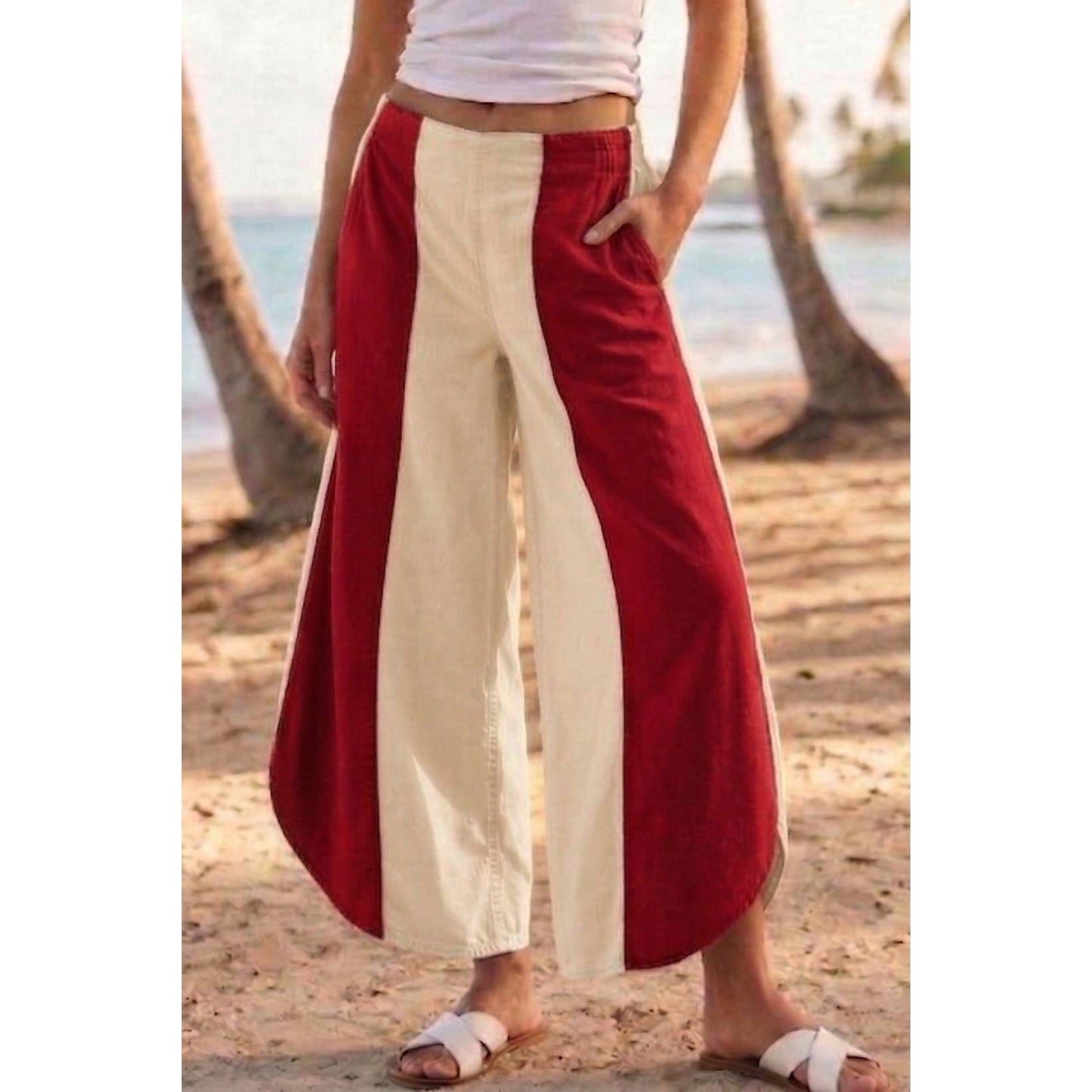 Game Day Tulip Washed Denim Relaxed Fit Jean: RED/BLACK / S-M-L-XL(2-2-2-1)