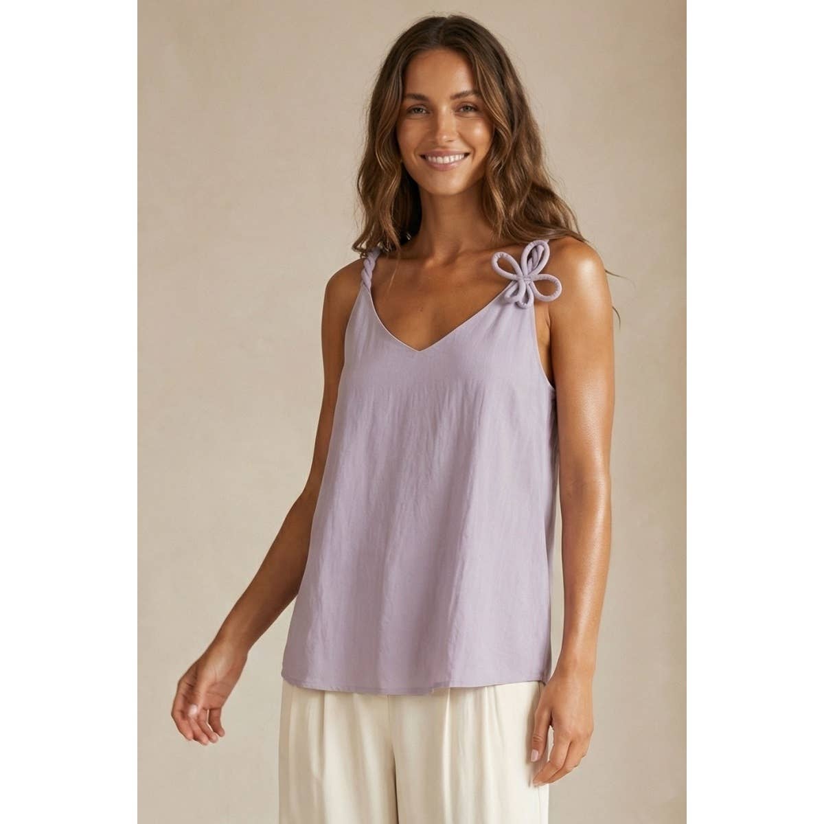 3d Twisted Flower Tank Top: Black / S