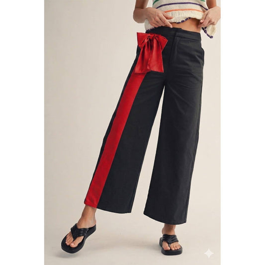 Bow Down Side-Stripe Wide-Leg Pants
