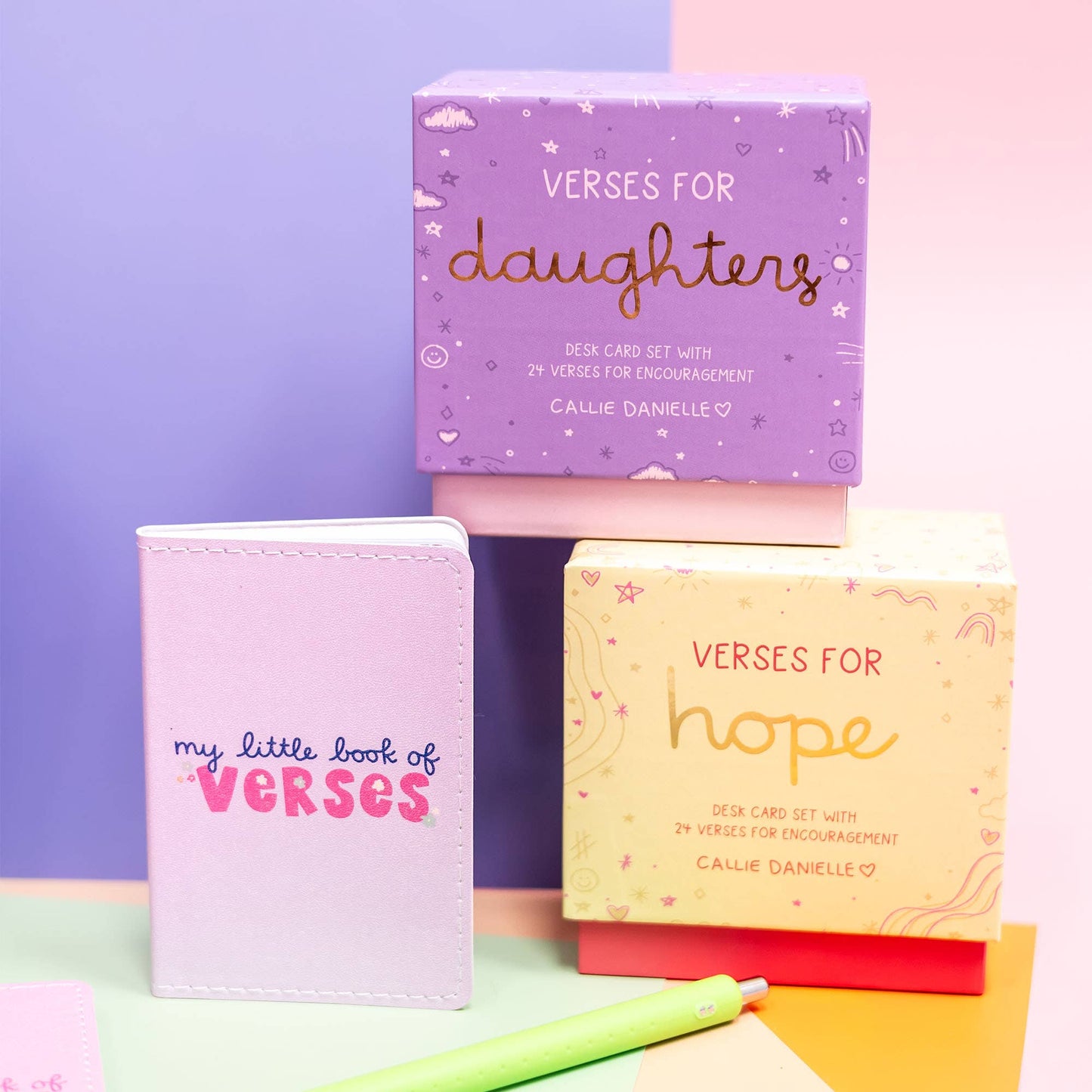 Verses for Daughters – Bible Verse Card Set with Acrylic Block Stand