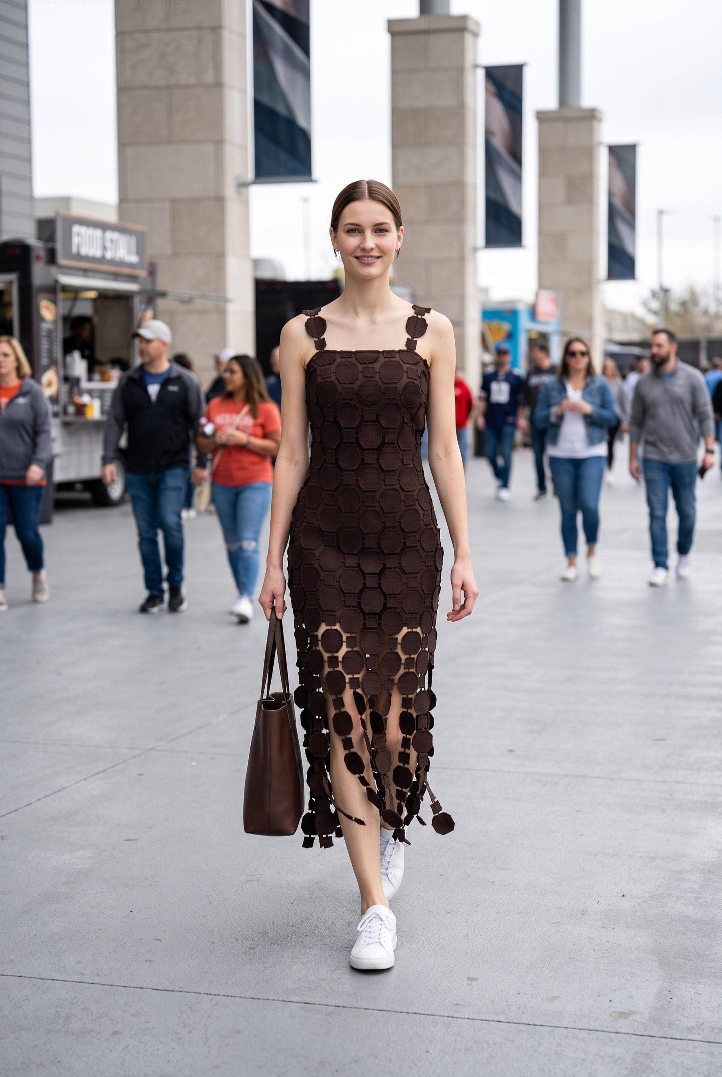 After Midnight 3D Lace Appliqué Midi Dress