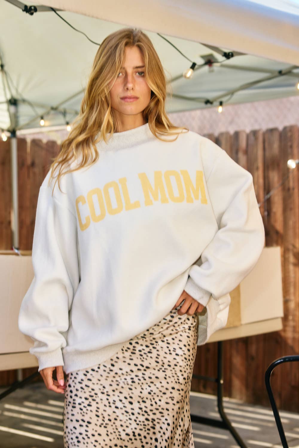 MOTHER & COOL MOM Heather Grey Mock Neck Reversible Sweatshirt