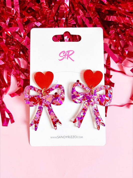 Pink Confetti Bow Dangle Sandy + Rizzo