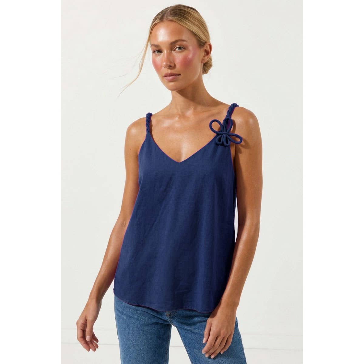 3d Twisted Flower Tank Top: Black / S