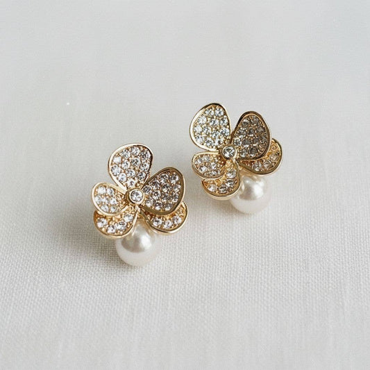 Petite Floral-Inspired Gemstone Stud Earrings