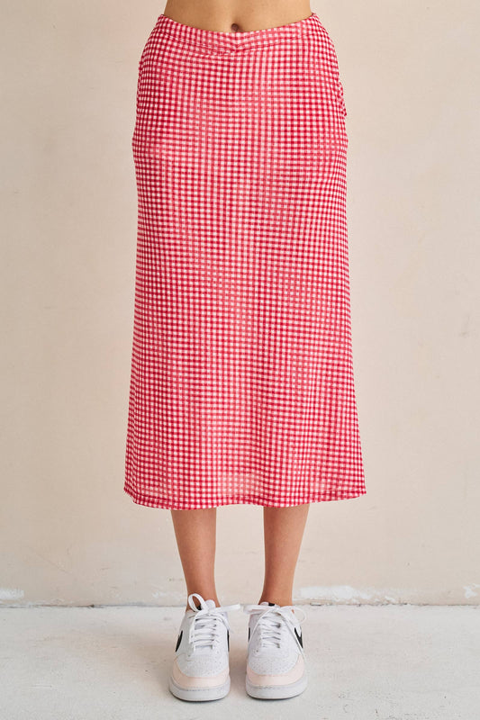 Sideline Social Gingham Midi Skort