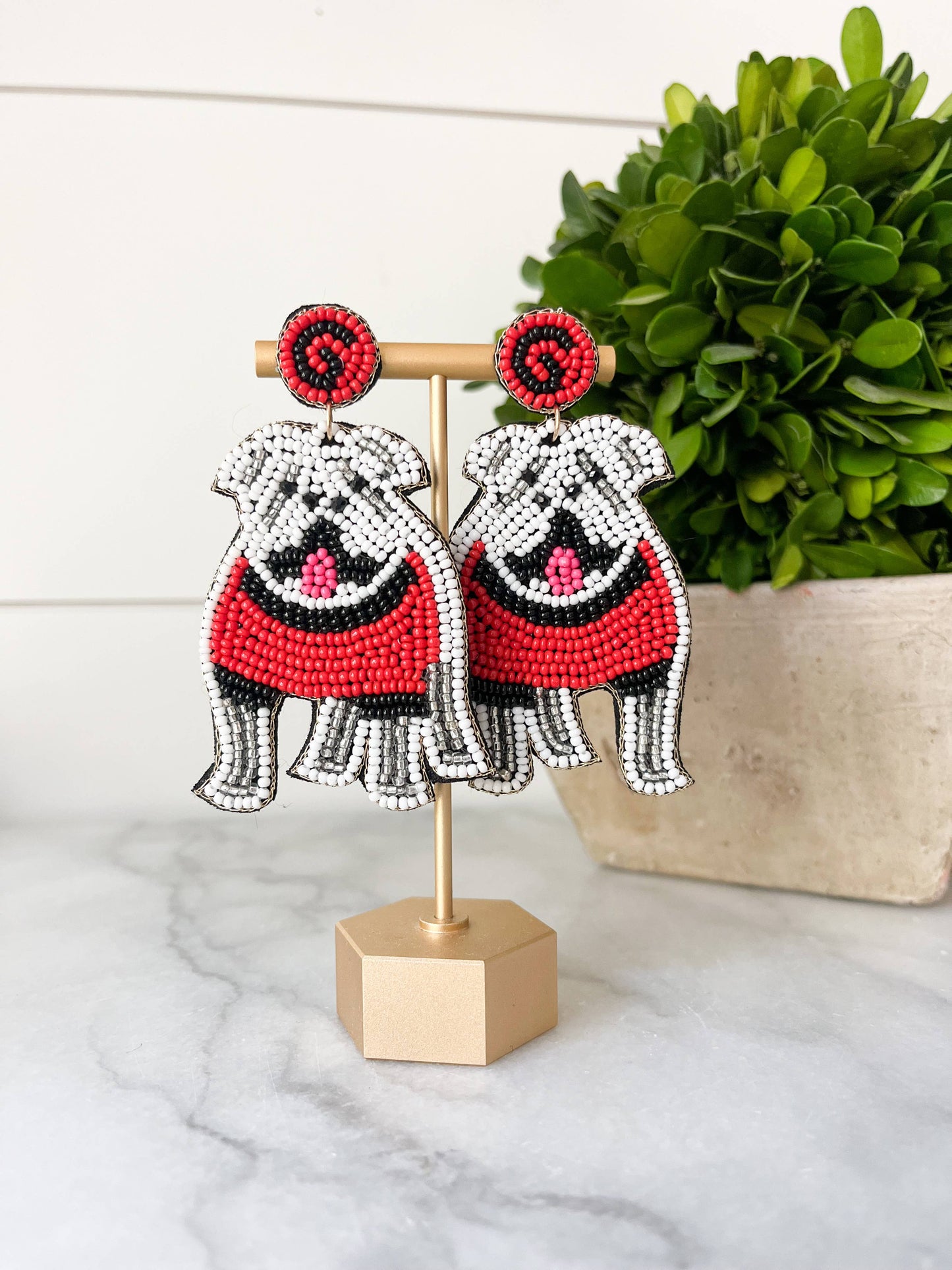Bulldog beaded earrings