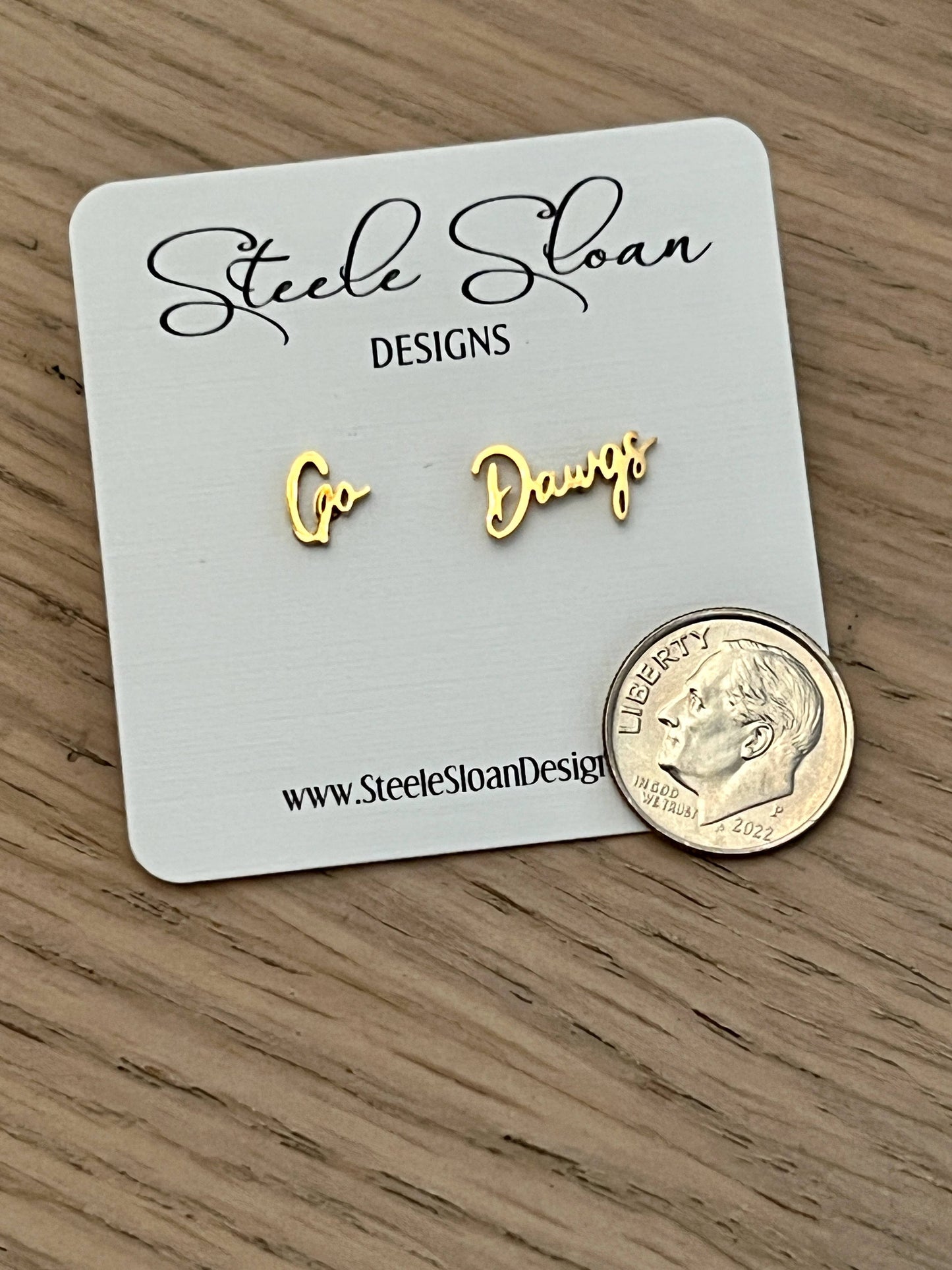 Petite Go Dawgs Gold Stud Earrings
