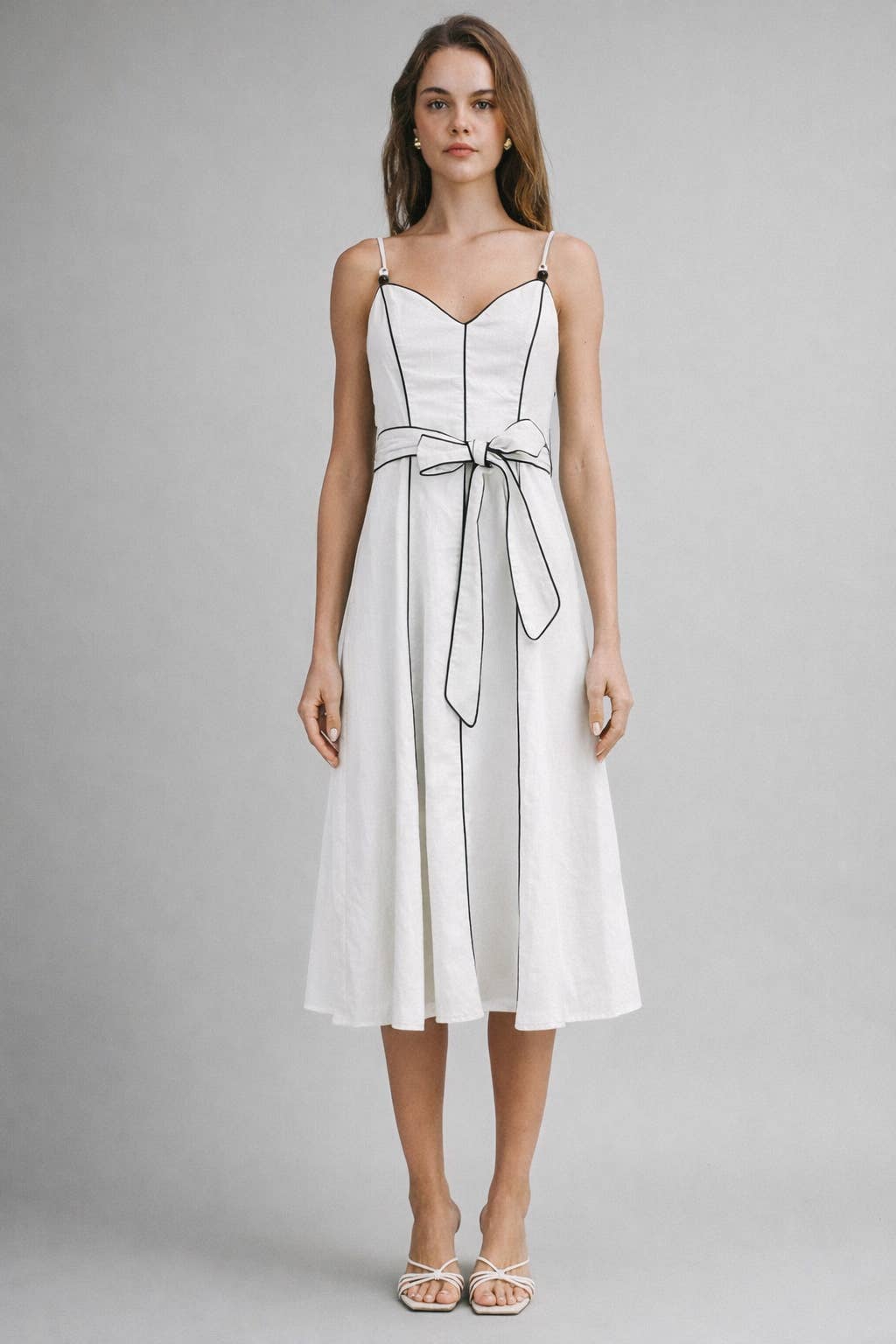 The Margot Contrast Piping Midi Dress
