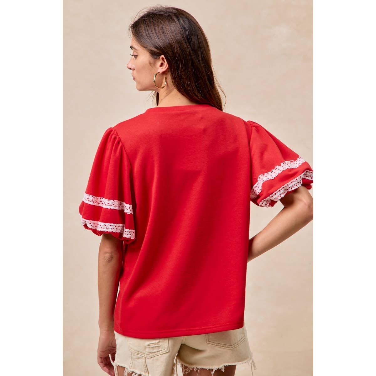 GAMEDAY THEME SLEEVE TOP WITH TOUCH DOWN PATCHWORK: GREEN / L